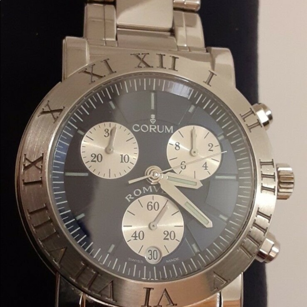 RARE BLUE DIAL Corum Romulus 396.701.20 Chronograph 40MM Watch - Picture 5 of 9